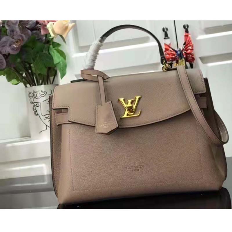 Louis Vuitton LV Women Lockme Ever MM Handbag Beige Soft Grained Calfskin