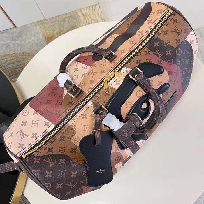 Louis Vuitton LV Unisex Keepall Bandoulière 45 Brown Monogram Coated Canvas Cowhide Leather