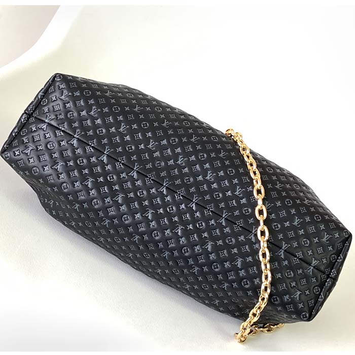 Louis Vuitton LV Women Monogram Clutch Black Calfskin Leather S-Lock