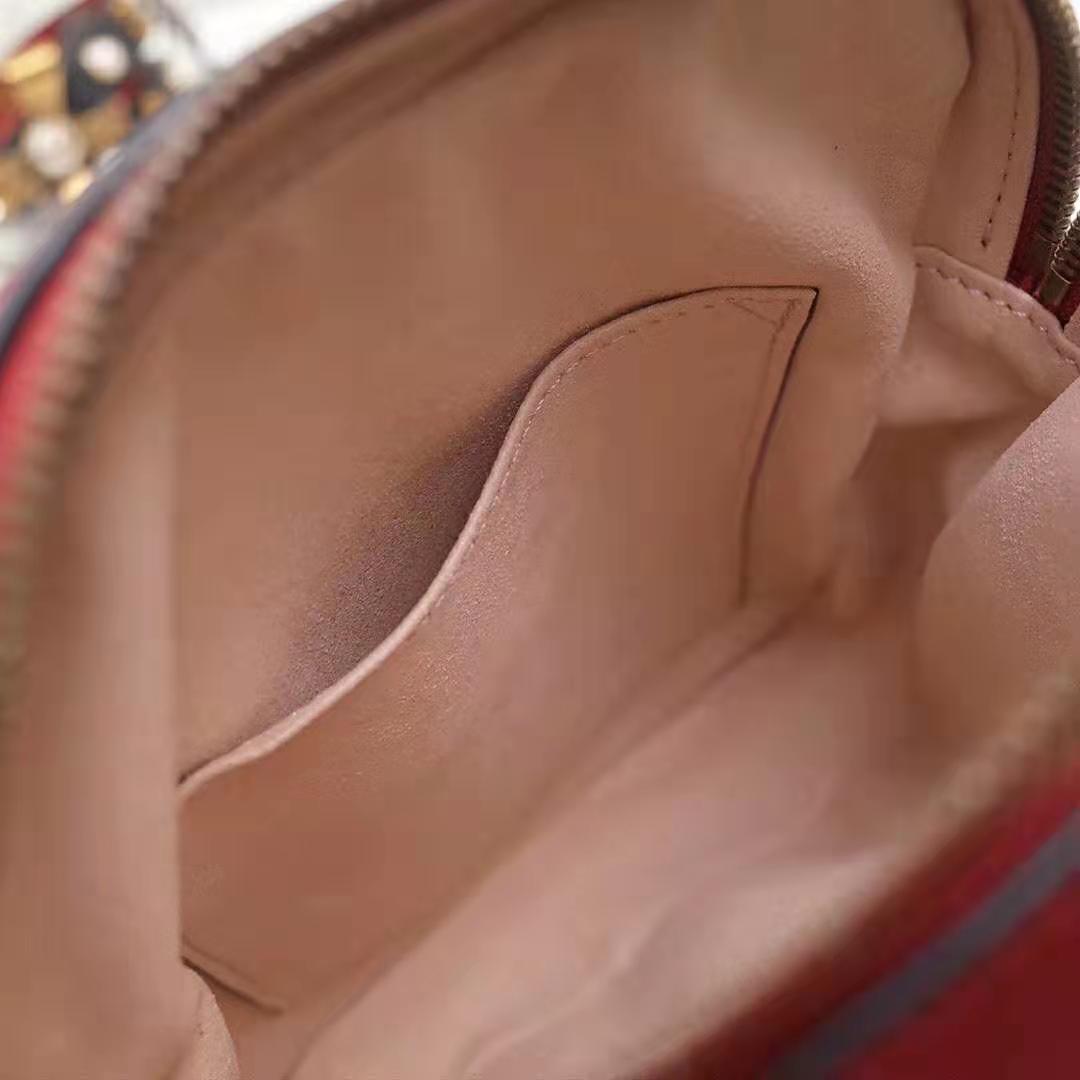 Gucci GG Women GG Marmont Mini Shoulder Bag in Red Matelassé Leather