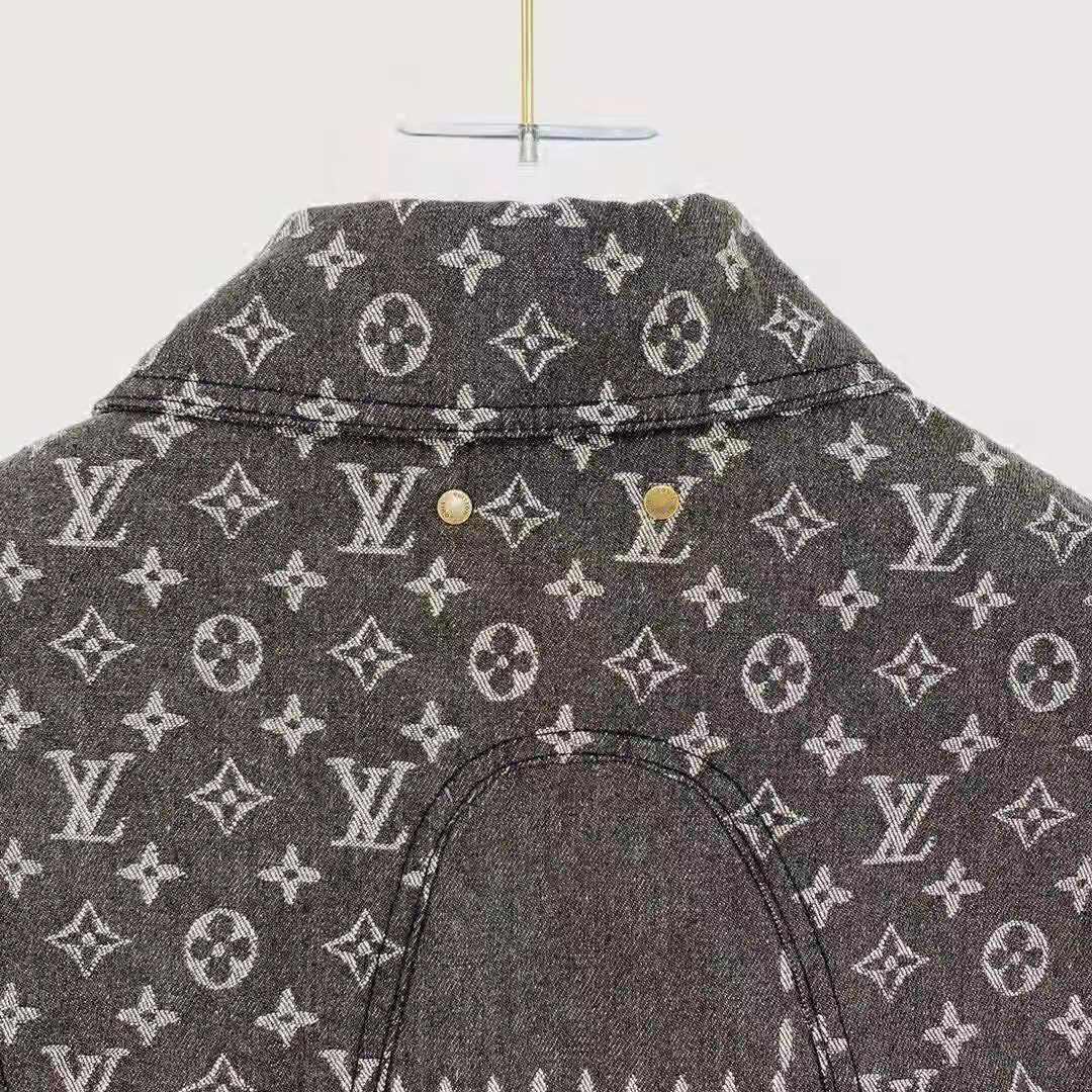 Louis Vuitton Women Giant Damier Waves Monogram Denim Jacket Cotton Regular Fit-Black