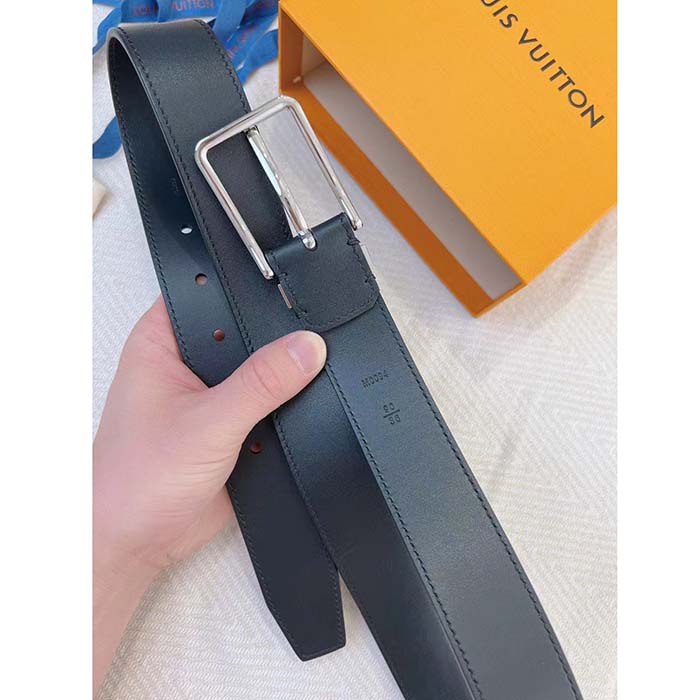 Louis Vuitton Unisex LV Pont Neuf 35mm Belt Anthracite Gray Ombre Calf Leather