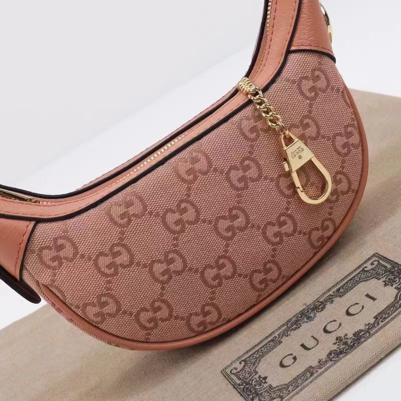 Gucci Women Ophidia GG Mini Bag Pink Canvas Double G Rose Gold Hardware