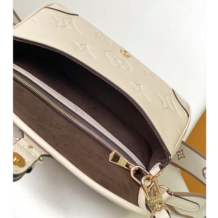Louis Vuitton LV Women Diane Crème Beige Embossed Supple Grained Cowhide Leather