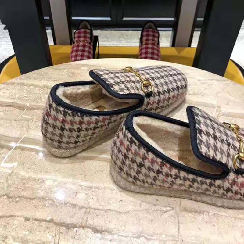 Gucci Unisex GG Check Wool Loafer in Brown Check Wool