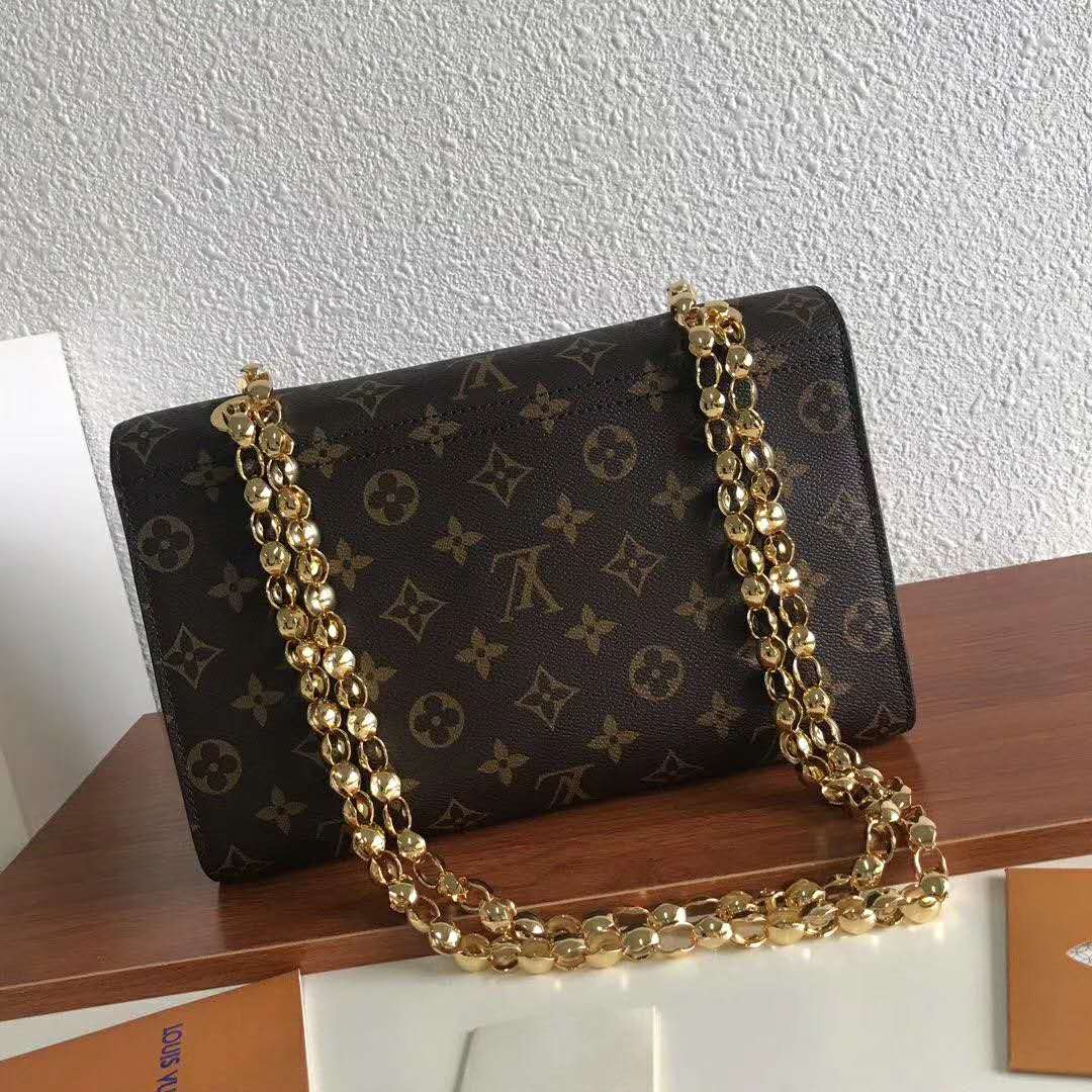 Louis Vuitton LV Women Victoire Chain Bag in Monogram Coated Canvas-Navy