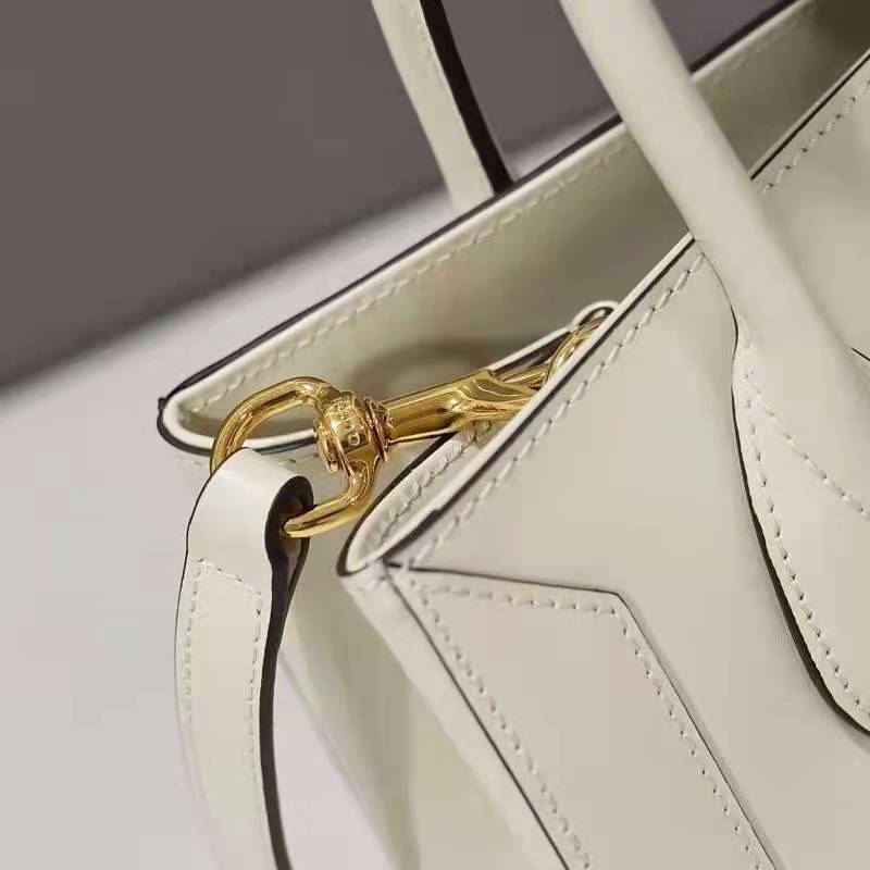 Gucci GG Unisex Jackie 1961 Medium Tote Bag White Leather Gold Toned Hardware