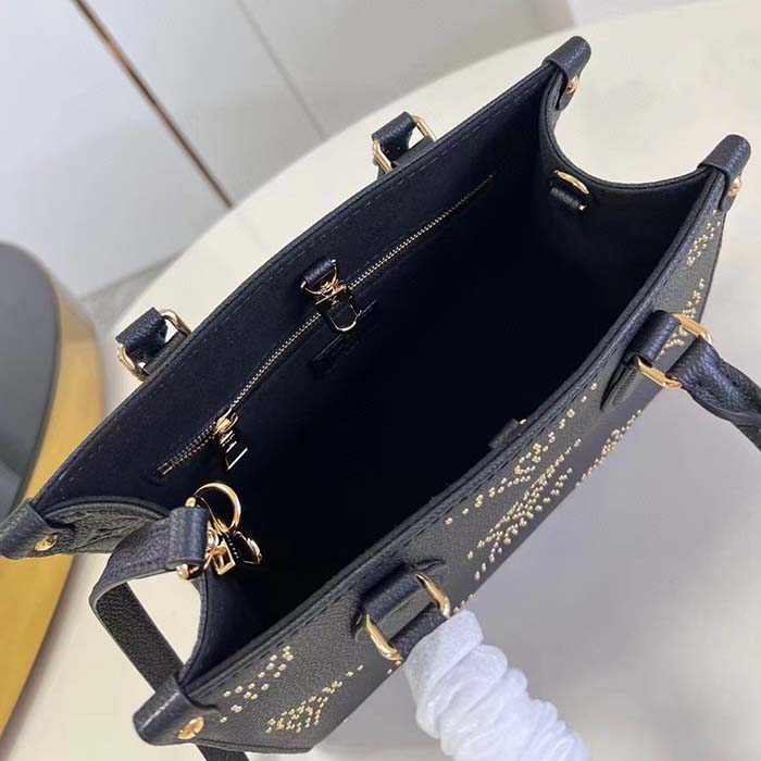 Louis Vuitton LV Women Onthego PM Black Monogram Empreinte Grained Cowhide Leather Studs