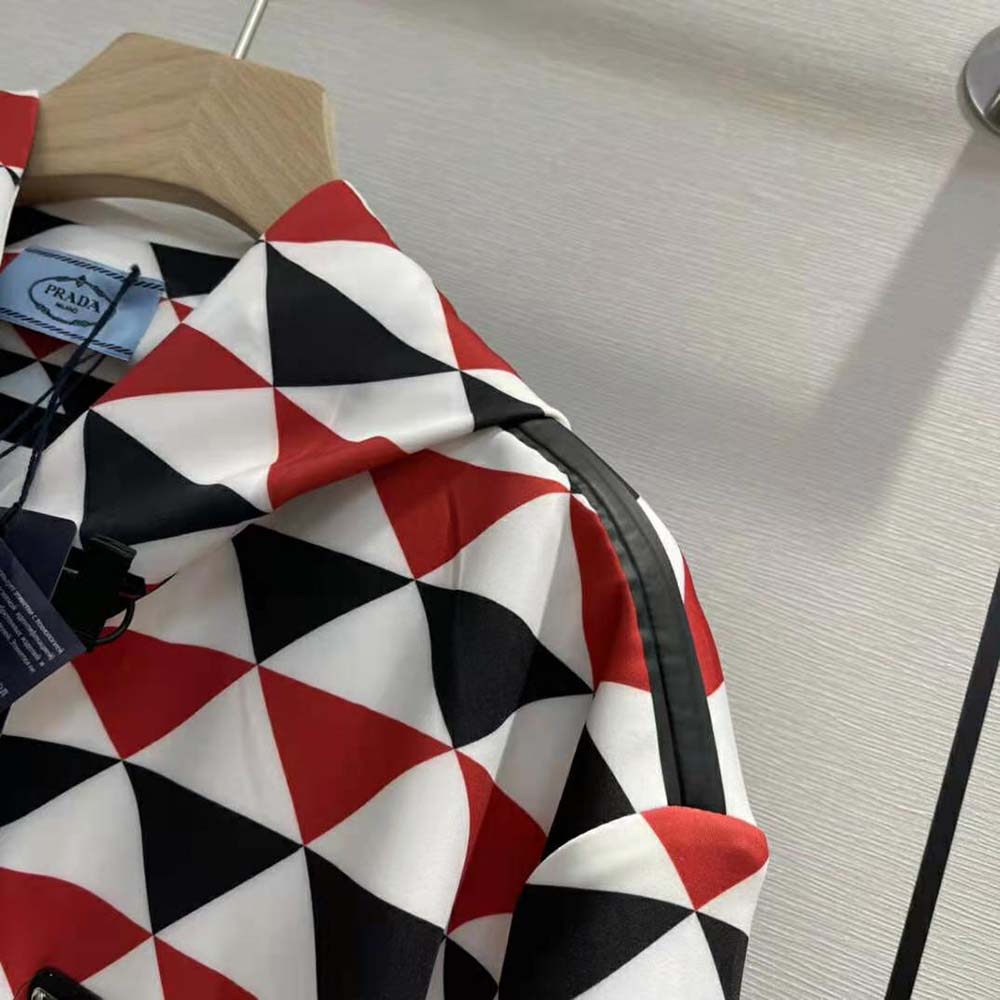 Prada Women Printed Jersey Hoodie-Red