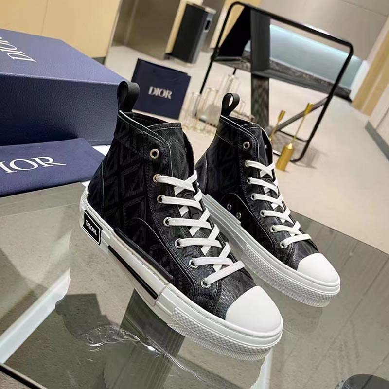 Dior Unisex B23 High Top Sneaker Black CD Diamond Canvas