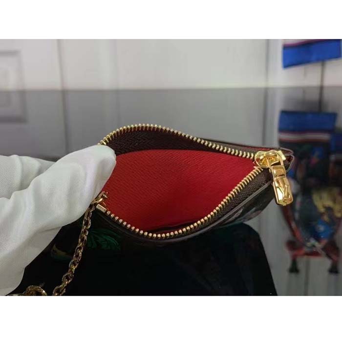 Louis Vuitton LV Unisex Key Pouch Dragon Fruit Pink Monogram Coated Canvas Grained Cowhide Leather