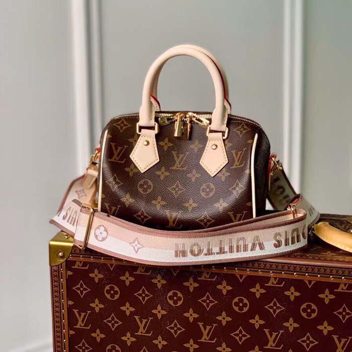 Louis Vuitton LV Women Speedy Bandoulière 20 Handbag Pink Orange Monogram Coated Canvas