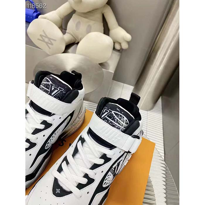 Louis Vuitton LV Unisex Trainer 2.0 Sneaker Boot White Calf Leather Rubber Outsole