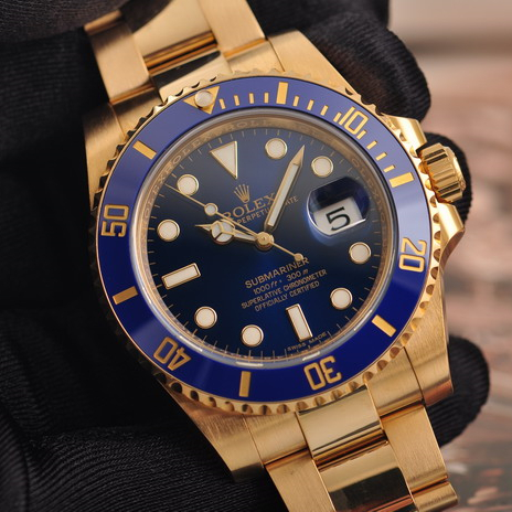 Rolex Submariner Date Blue Dial 18k Yellow Gold 41mm