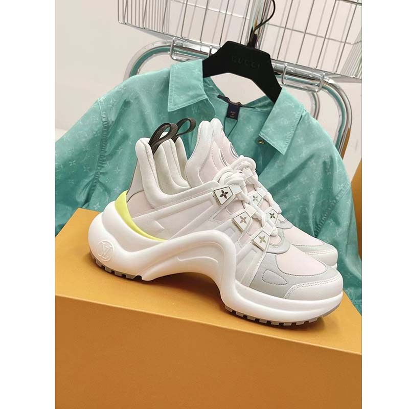 Louis Vuitton Women LV Archlight Sneaker Rose Clair Pink Lambskin Oversized Rubber