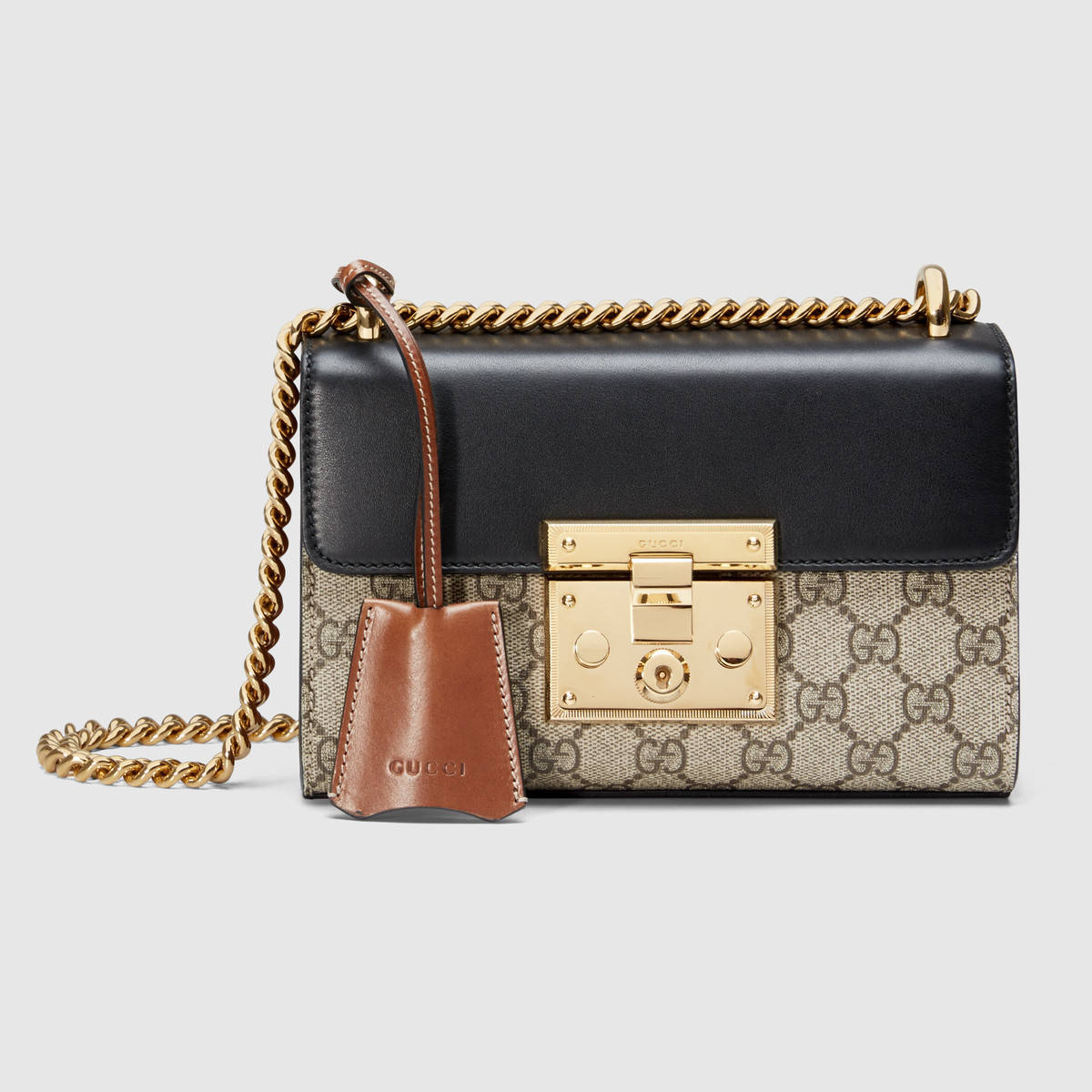 Gucci Padlock Small GG Supreme Canvas Shoulder Bag with Leather Top