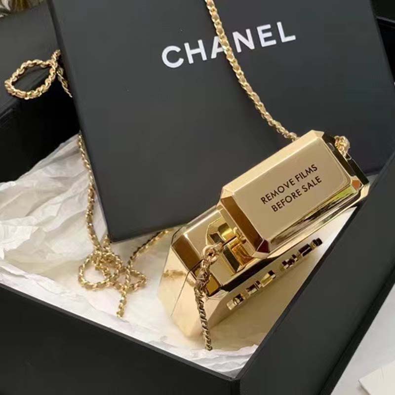 Chanel Women CC Evening Bag Metal Gold