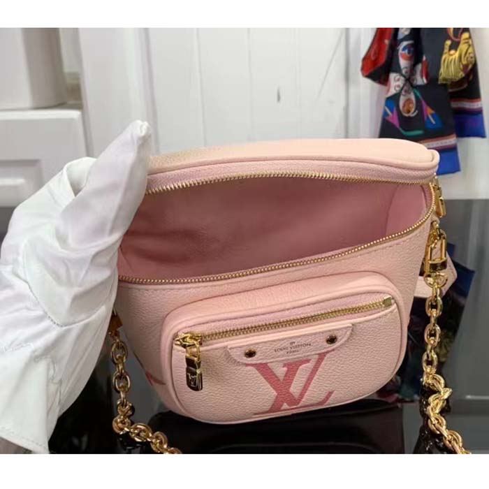 Louis Vuitton LV Women Mini Bumbag Monogram Pink Monogram Empreinte Embossed Supple Grained Cowhide