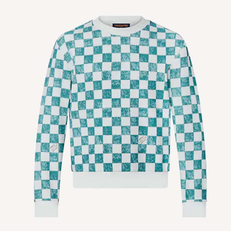 Louis Vuitton LV Women Damier Printed Crewneck Cotton Ocean Classic Sweatshirt Shape