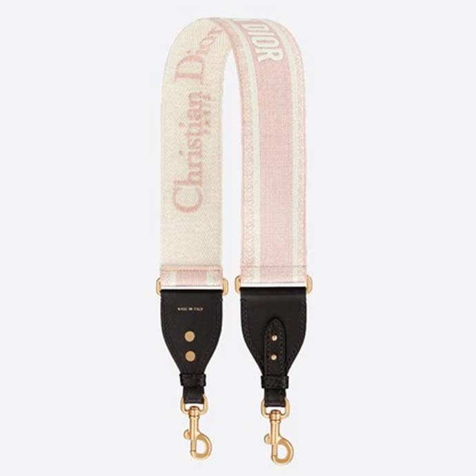 Dior Women Shoulder Strap ‘Christian Dior’ Multicolor Embroidery Black Calfskin