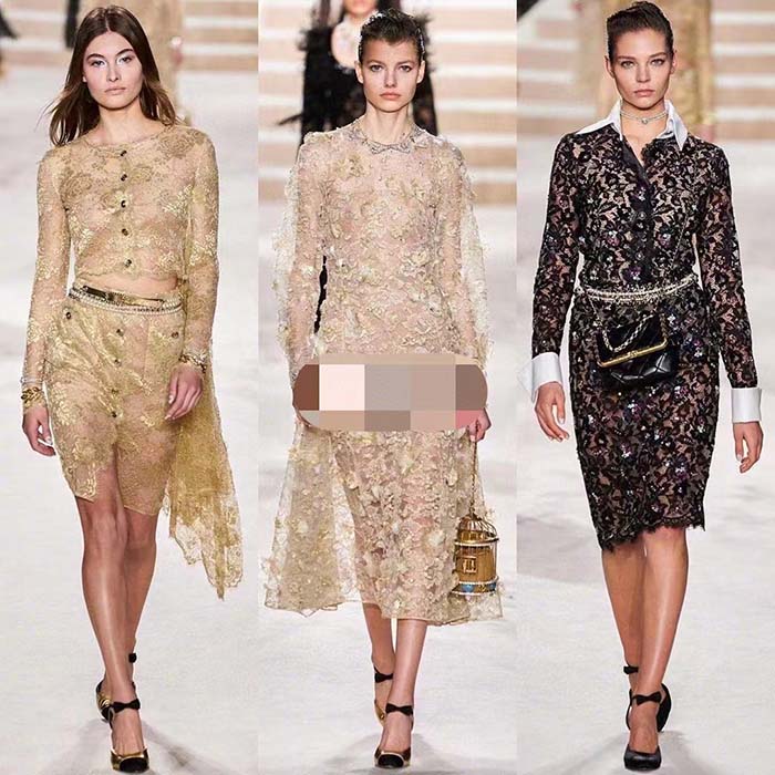 Chanel Women CC Belt Gold Metal Resin Glass Pearls Strass Black Calfskin Leather