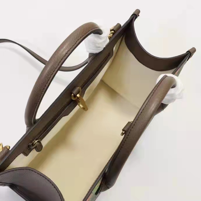 Gucci Unisex Tiger GG Small Tote Bag Blue Beige Ebony GG Supreme Canvas