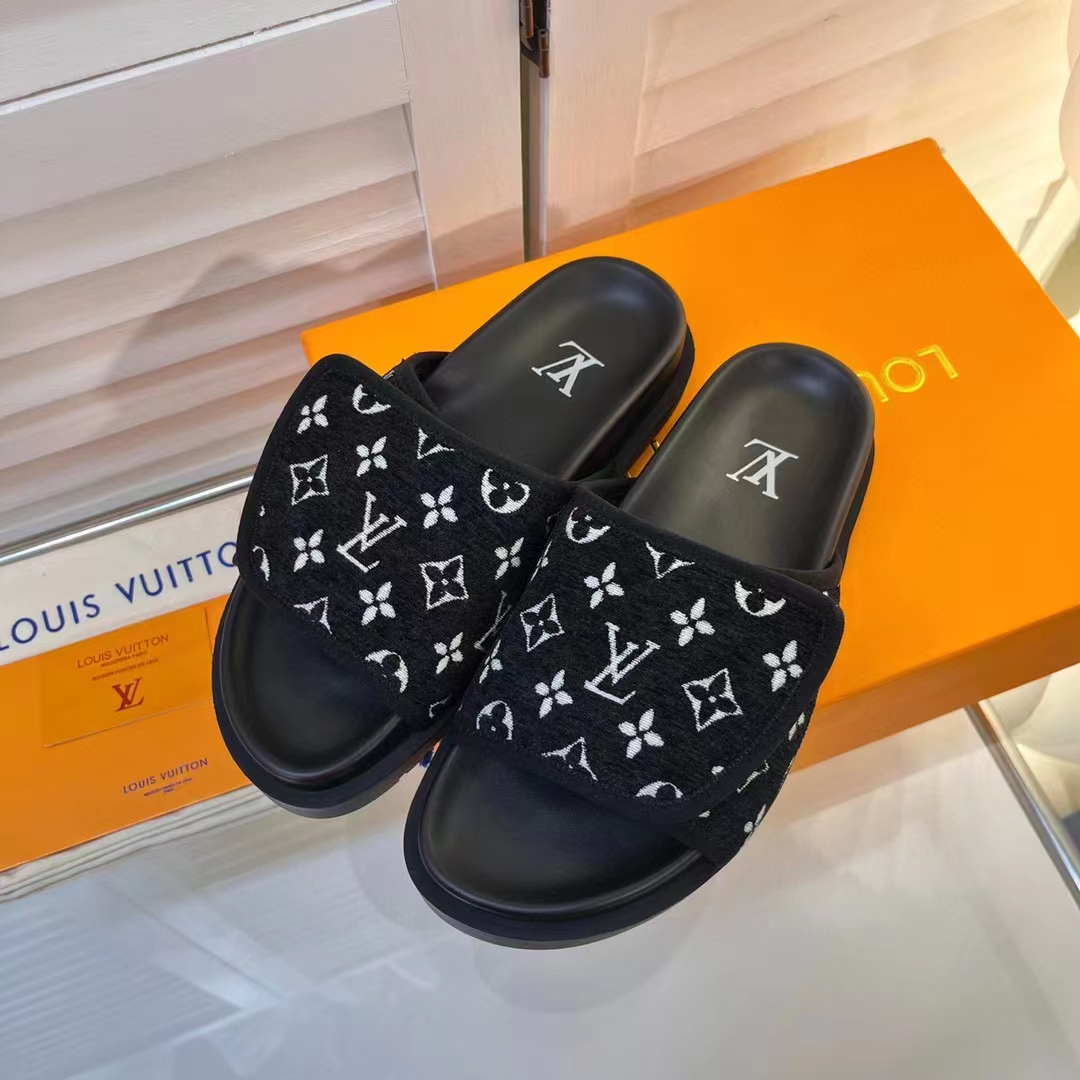 Louis Vuitton LV Unisex Miami Mule Black Mini Monogram Textile Anatomic Insole
