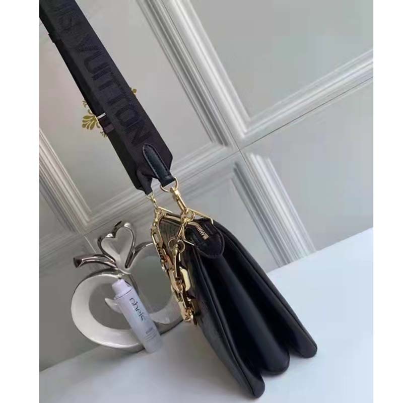 Louis Vuitton LV Women Coussin PM Handbag Black Monogram Embossed Puffy Lambskin