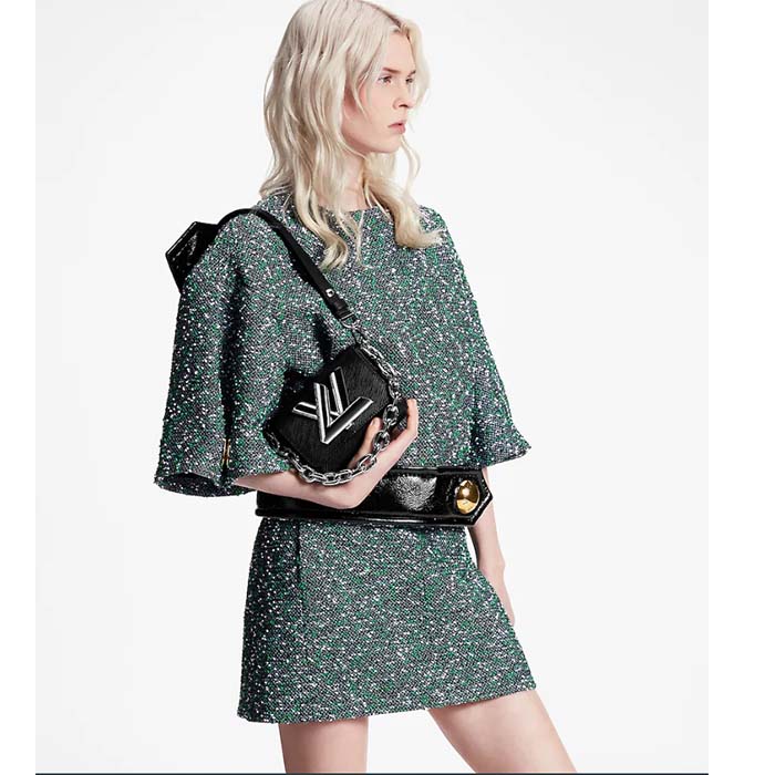 Louis Vuitton Women Twist Lock XL Black Epi Cowhide Leather Microfiber Lining