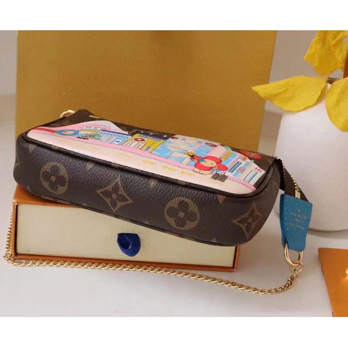 Louis Vuitton LV Women Mini Pochette Accessoires Blue Monogram Coated Canvas