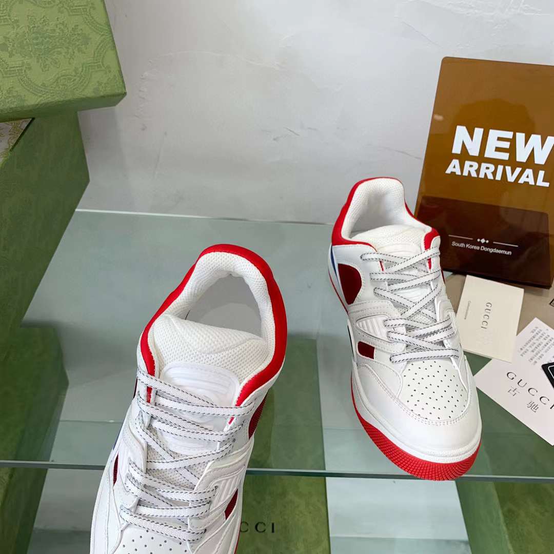 Gucci Unisex Gucci Basket Sneaker Red Mesh Rubber Sole Low 3.3 Cm Heel