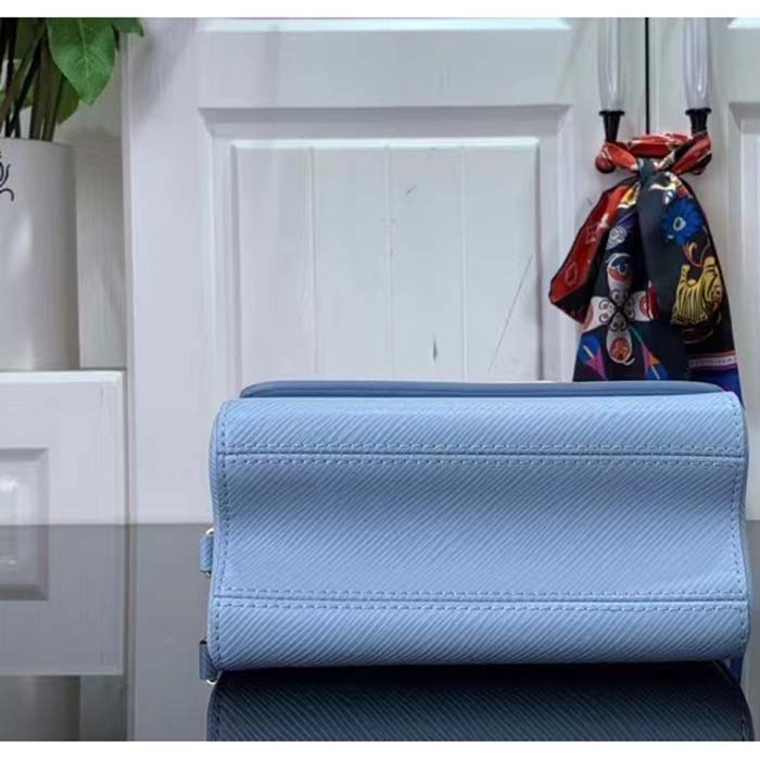 Louis Vuitton LV Women Twist PM Bag Bleu Nuage Blue Epi Grained Leather