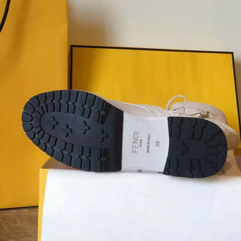 Fendi Women Signature White Leather Biker Boots