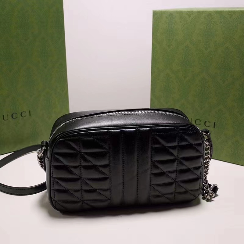 Gucci Women GG Marmont Small Shoulder Bag Black Matelassé