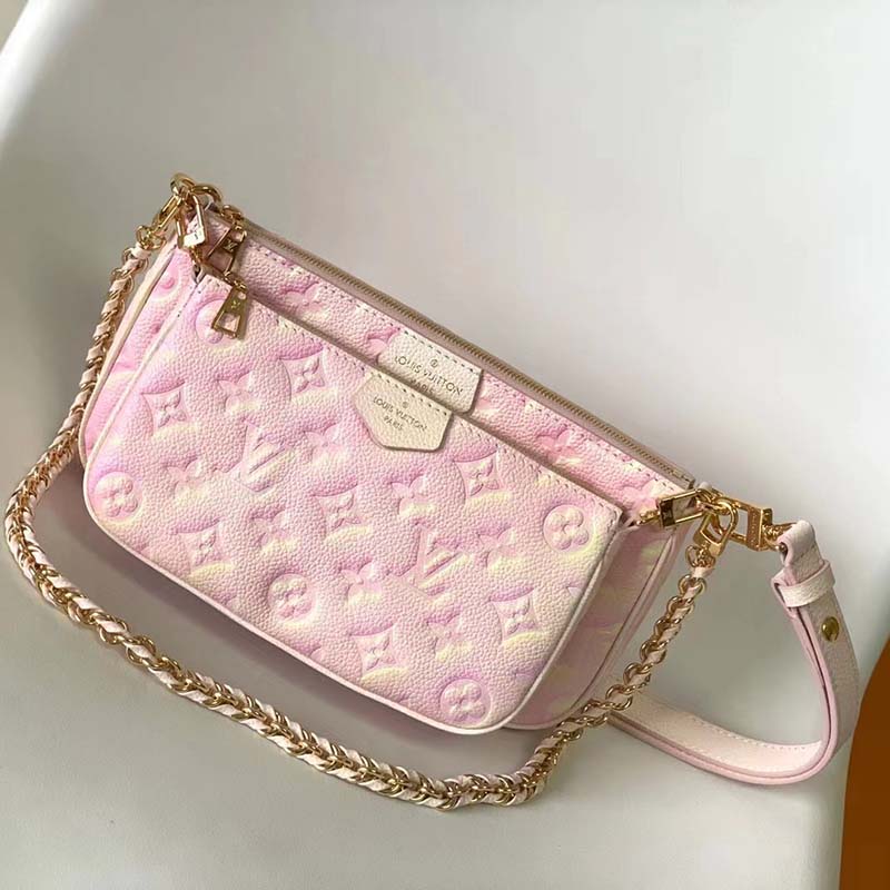 Louis Vuitton LV Women Multi Pochette Accessoires Pink Sprayed Embossed Grained Cowhide
