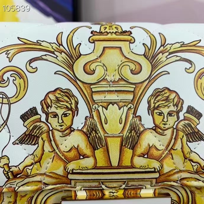 Fendi Women FF Baguette Fendace Quilted White Silk Bag