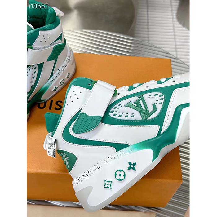 Louis Vuitton LV Unisex Trainer 2.0 Sneaker Boot Green Calf Leather Neoprene