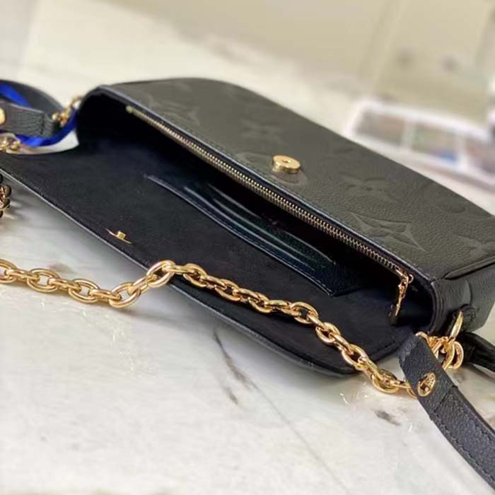Louis Vuitton Women LV Wallet On Chain Ivy Black Monogram Embossed Supple Grained Cowhide Leather