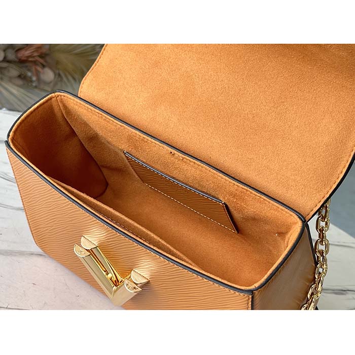 Louis Vuitton LV Women Twist MM Handbag Brown Epi Grained Cowhide Leather