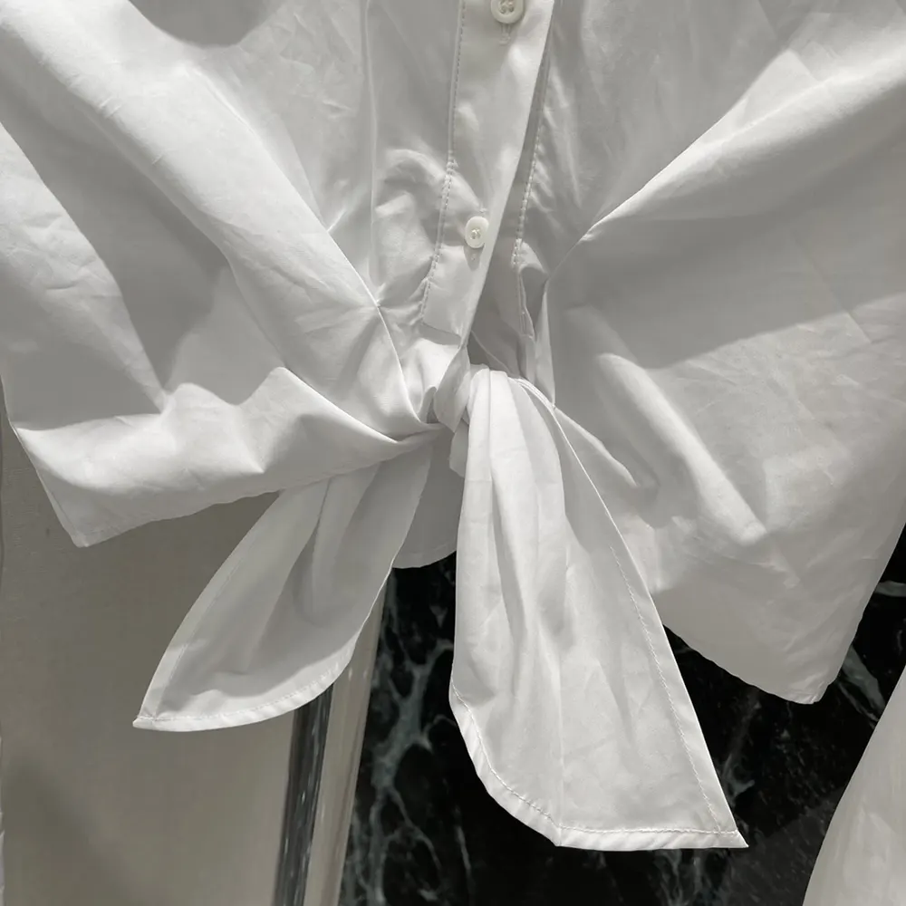 Dior Women Dioriviera Tied Cropped Blouse White Cotton Poplin