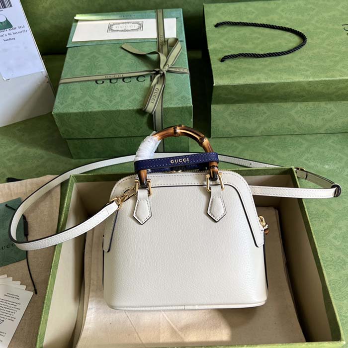 Gucci GG Women Gucci Diana Mini Tote Bag White Leather Double G