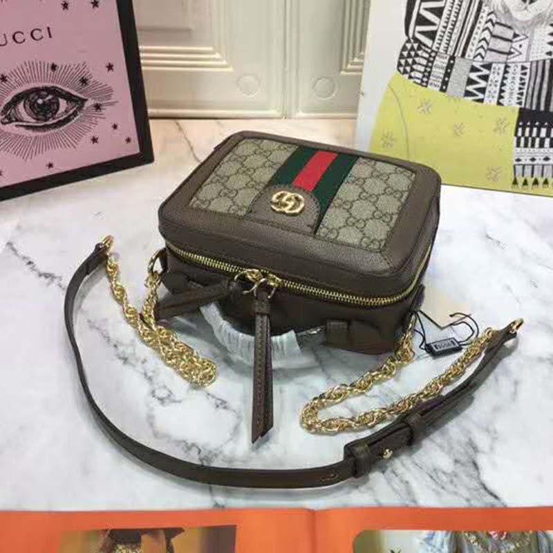 Gucci GG Women Ophidia GG Mini Shoulder Bag Beige/Ebony Supreme