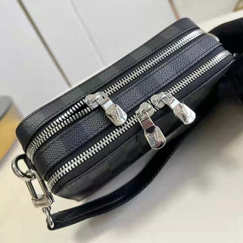 Louis Vuitton LV Unisex Alpha Wearable Wallet Damier Graphite Coated Canvas Cowhide