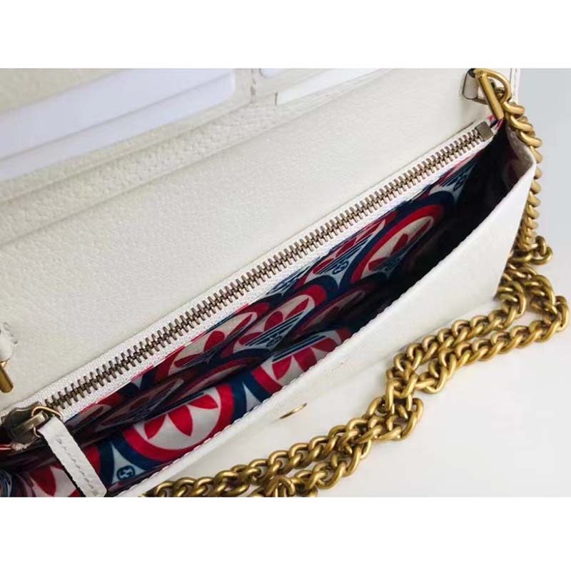 Gucci Women GG Adidas x Gucci Wallet Chain Black White Leather Interlocking G
