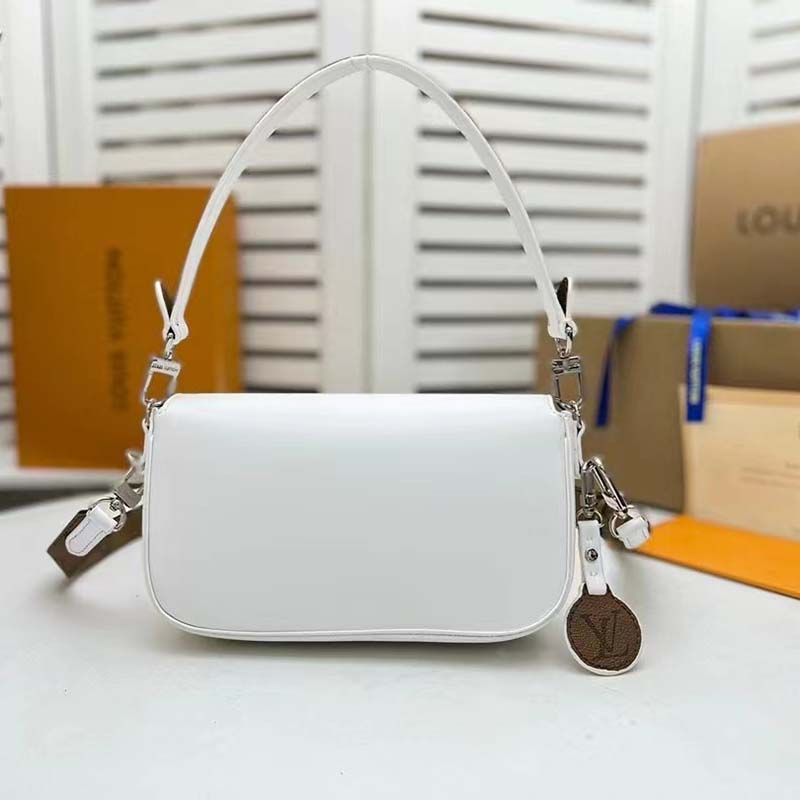 Louis Vuitton LV Women Swing White Calfskin Leather Monogram Canvas S Lock