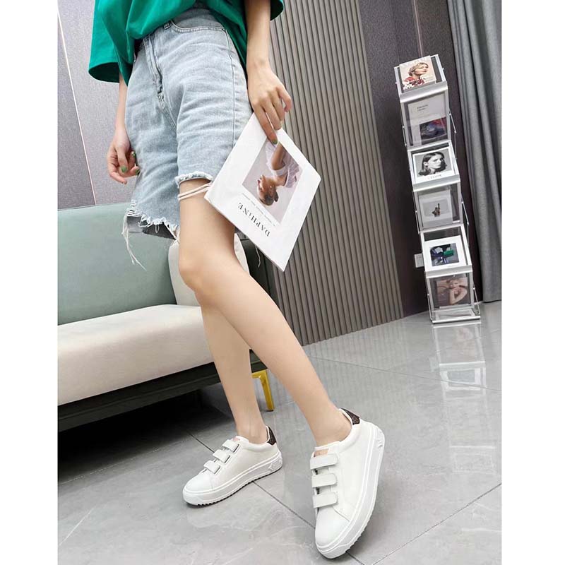 Louis Vuitton LV Unisex Time Out Sneaker White Calf Leather Monogram Canvas