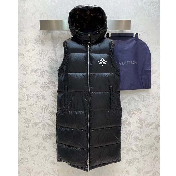 Louis Vuitton Women LV Glossy Long Puffer Coat Black Regular Fit Polyamide