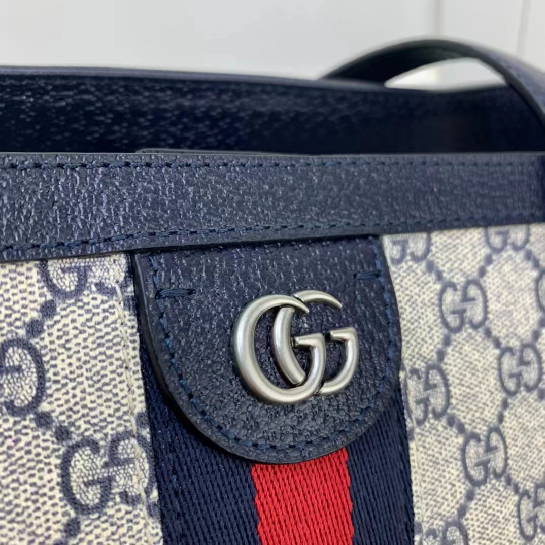 Gucci GG Unisex Ophidia Medium GG Tote Bag Beige Blue Supreme Canvas
