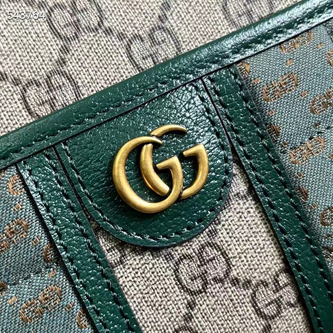 Gucci Unisex Mini GG Canvas Shoulder Bag Green Quilted Beige Ebony Supreme Double G