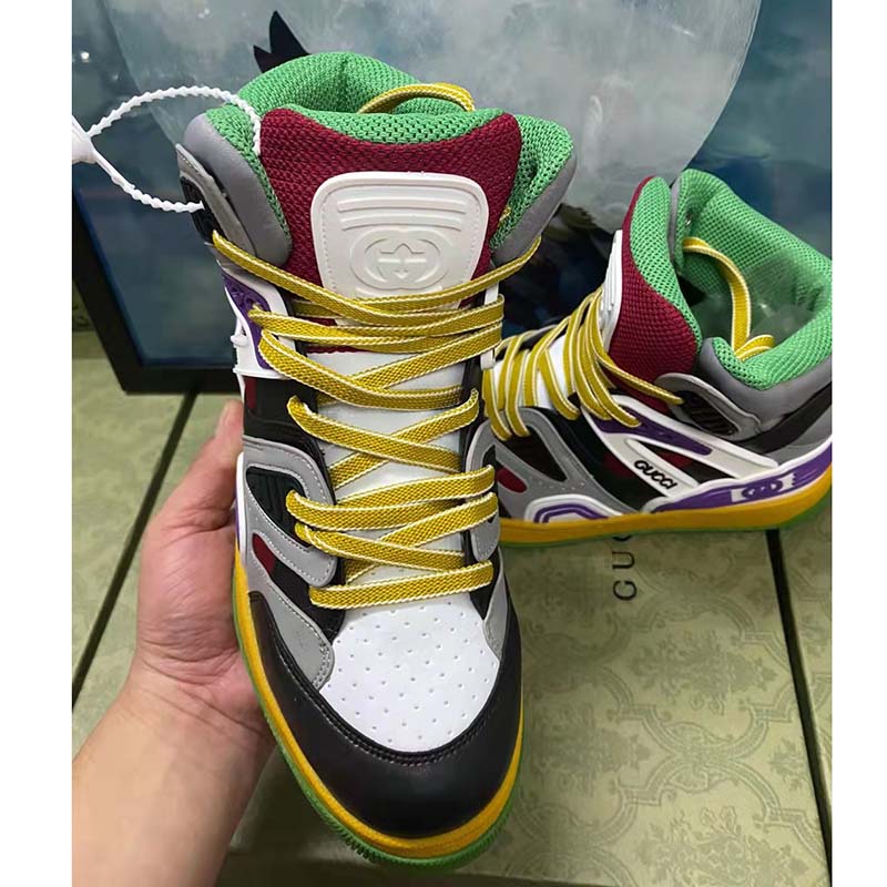 Gucci Unisex GG Gucci Basket Sneaker Black Demetra Rubber Interlocking G Patch